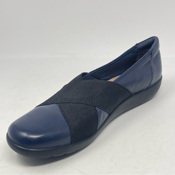 Clarks Medora Jem Shoes Womens 7.5 Blue Leather Slip On Comfort Casual Office - Picture 6 of 12